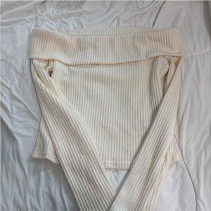 Off-Shoulder Ribbed Knit Sweater